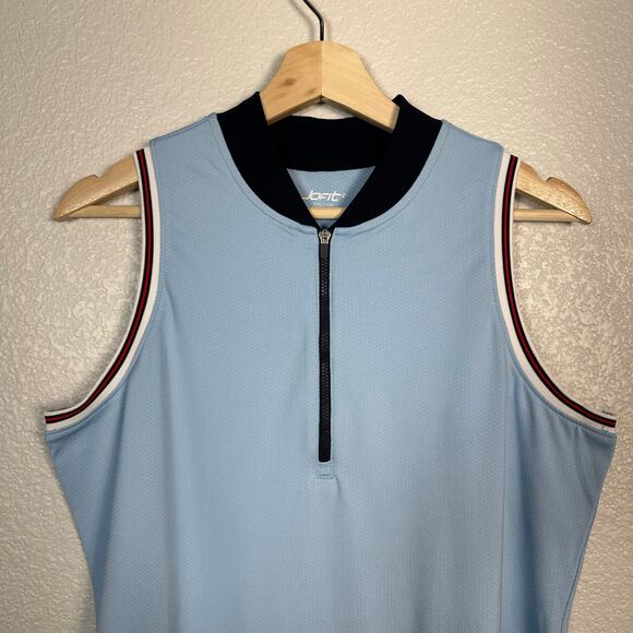 Jofit Womens Cutaway Ribbed Mock Neck Golf Active Tank Top in Blue Size Large - Picture 3 of 11